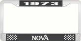 1973 Nova Black and Chrome License Plate Frame with White Lettering