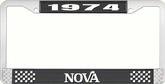 1974 Nova Black and Chrome License Plate Frame with White Lettering