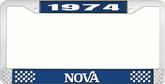 1974 Nova Blue and Chrome License Plate Frame with White Lettering