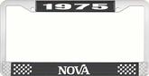 1975 Nova Black and Chrome License Plate Frame with White Lettering