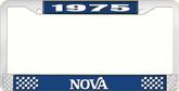 1975 Nova Blue and Chrome License Plate Frame with White Lettering