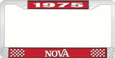 1975 Nova Red and Chrome License Plate Frame with White Lettering
