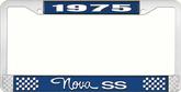 1975 Nova SS Blue and Chrome License Plate Frame with White Lettering
