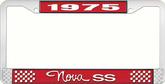 1975 Nova SS Red and Chrome License Plate Frame with White Lettering