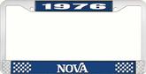 1976 Nova Blue and Chrome License Plate Frame with White Lettering