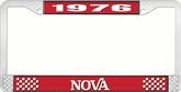 1976 Nova Red and Chrome License Plate Frame with White Lettering