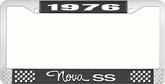 1976 Nova SS Black and Chrome License Plate Frame with White Lettering