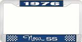 1976 Nova SS Blue and Chrome License Plate Frame with White Lettering