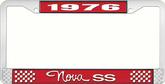 1976 Nova SS Red and Chrome License Plate Frame with White Lettering