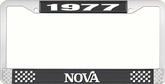 1977 Nova Black and Chrome License Plate Frame with White Lettering