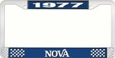 1977 Nova Blue and Chrome License Plate Frame with White Lettering