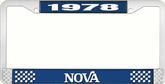 1978 Nova Blue and Chrome License Plate Frame with White Lettering