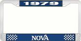 1979 Nova Blue and Chrome License Plate Frame with White Lettering