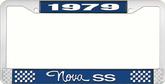 1979 Nova SS Blue and Chrome License Plate Frame with White Lettering