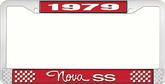 1979 Nova SS Red and Chrome License Plate Frame with White Lettering