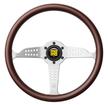 MOMO Heritage Series Grand Prix 14" 3-Spoke Steering Wheel - Brushed Aluminum / Mohogany-Walnut