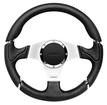 MOMO Tuning Series Millenium 14" 3-Spoke Steering Wheel - Chrome / Silver w/ Black Leather Grip