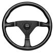 Momo Tuning Series Montecarlo 12.6" Steering Wheel -  Black Leather, Black Stitch, Black Spokes