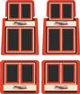 1955-57 Chevy Bel Air, 150, 210; Floor Mat Set; with "Chevrolet" Crest; Front and Rear;  Red / Black / Beige; 4 Piece Set
