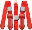 1964-67 Mopar A-Body Front Bench Flame Red Seat Belt Set With Chrome Lift Latch