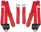 1964-67 Mopar A-Body Front Buckets Flame Red 3 Point Retractable Seat Belt Set With Chrome Latch