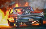 1965 Coronet Altered Wheelbase Fire Burnout 2' X 3'
