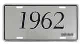 1962 Chrysler, Plymouth, Dodge; License Plate; Stamped Aluminum 