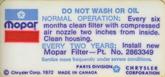 1972-74 Mopar Air Cleaner Service Instructions Decal (Blue print)