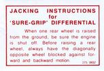 1964-71 Mopar A/B/E-Body Sure Grip Differential Warning Decal