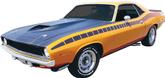 1970 AAR 'Cuda Matte Black Side Stripe Set