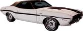 1970 Dodge Challenger White Hood Blackout Decal without R/T Cutouts