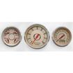 New Vintage Woodward Series 3-Piece Gauge System; 4-3/8" Tachometer, 3-3/8" Speedometer and Quad; Beige