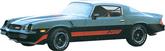 1980-81 Camaro Z28 Spectra Red / Tomato Red / Blaze Red Stripe Decal Set without Hood Decals