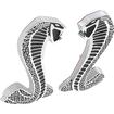 1979-04 Ford Mustang; Fender Emblems; Cobra Snake; Chrome With Black Accents; 2.75"
