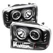 1999-2004 Ford F250 Super Duty & Excursion; 1PC Projector Headlights; Version 2; Black