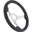 S6 Style Padded Leather Steering Wheel; 14" Diameter; 6-Bolt; Brushed Aluminum Center Spokes; Black Leather Grip