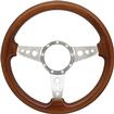 Volante S9 Steering Wheel - Walnut Wood Grip & Polished Spokes With Round Holes