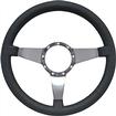 Volante S9 3-Spoke Steering Wheel with Black Leather Grip and Polished Solid Spokes