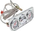 1-1/2" Bosch Mini-Triple Gauge Set with White Face Gauges and Chrome Panel