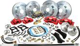 1955-57 Front and Rear Big Brake Set with 13"/12" Drilled Rotors and Red 2 Piston Calipers - 