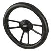 TMI Products; 14" Flat Black Sport Steering Wheel; Black Leather with Black Stitching