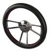 TMI Products; 14" Polished Sport Steering Wheel; Black Leather with Red Stitching