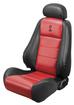 2003 Cobra Convertible Upholstery Set - Charcoal Leather/Colorado Red Vinyl Inserts with Logo