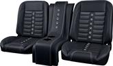 TMI Products Pro-Classic Sport-X; Universal Complete Low Back Bucket Seats; Charcoal Black Premium Vinyl; Stainless Grommets; White Stitching