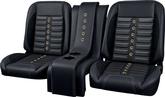TMI Products Pro Classic Sport-XR; Universal Complete Low Back Bucket Seats; Charcoal Black Premium Vinyl; Suede Insert; Gray Stitching; Brass Grommets