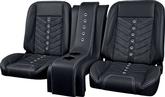 TMI Products Pro Classic Sport-VXR; Universal Complete Low Back Bucket Seats; Charcoal Black Premium Vinyl; Suede Insert; White Stitching; Stainless Grommets