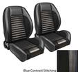 1964-65 Mustang Pro-Series Sport R Standard Low Back Seats; Charcoal Black Vinyl with Black Stitching