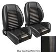 1966 Mustang Pro-Series Sport R Standard Low Back Seats; Charcoal Black Vinyl with Black Stitching