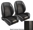 1966 Mustang Pro-Series Sport R Standard Low Back Seats - Black Vinyl with Gray Stitching