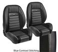 1964-66 Mustang Deluxe / Pony Pro-Series Sport R Low Back Seats; Charcoal Black Vinyl with Black Stitching